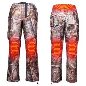 REALTREE Men’s Heated Camouflage Pants, Winter Thermal Hunting Trousers with 3 Heating Levels, USB Rechargeable Insulated Outdoor Cargo Pants TGT-9080