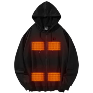 Fleece-Lined Heated Hoodie – Soft Cotton Blend with 5-Zone Heating Elements TGT-2101
