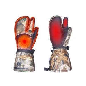 Camo Heated Hunting Mittens — 3-Finger Trigger Design, 10-Hour Battery, Palm & Fingertip Heating  TGT-1072M