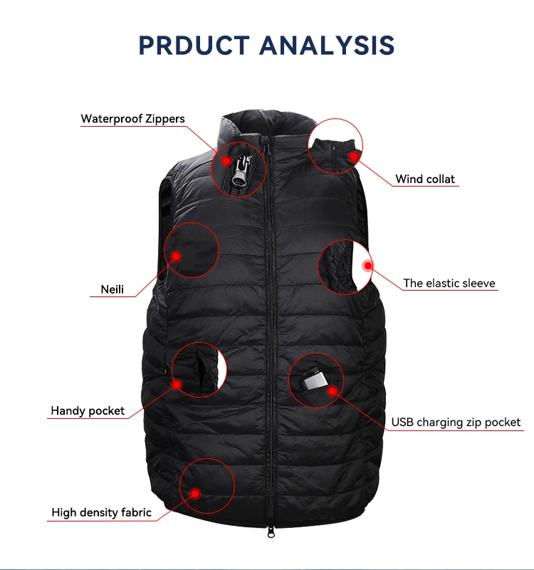 lightweight heated puffer vest with battery pack