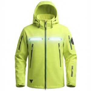 High-Performance Neon Softshell Jacket | Reflective Strip Hooded Windproof Jacket for Men