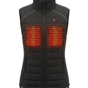 Electric Heated Puffer Vest | Dual-Zone Chest Heating, High Collar, Reflective Safety Piping for Cold Weather Commuting